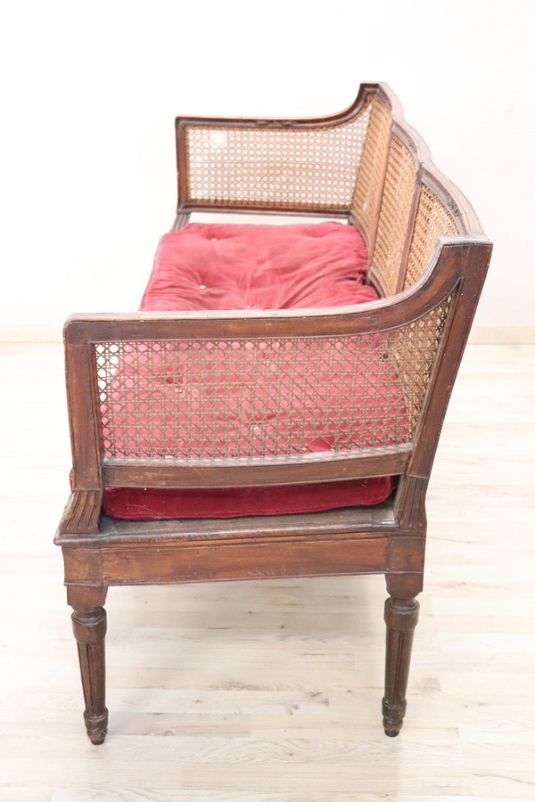 Walnut and Vienna Straw Sofa with Chairs,18th Century