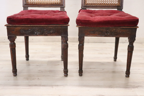 Walnut and Vienna Straw Sofa with Chairs,18th Century