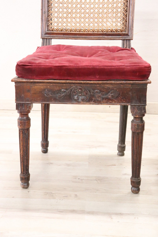 Walnut and Vienna Straw Sofa with Chairs,18th Century