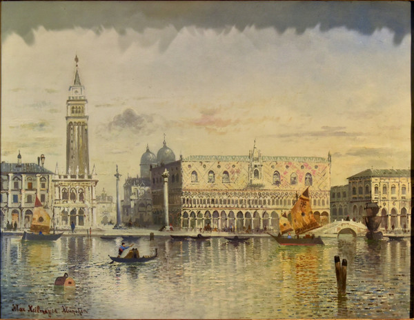 Venice With St. Mark's Square And The Doge's Palace, Maximilian Heilmaier (1869 - 1923) Signed