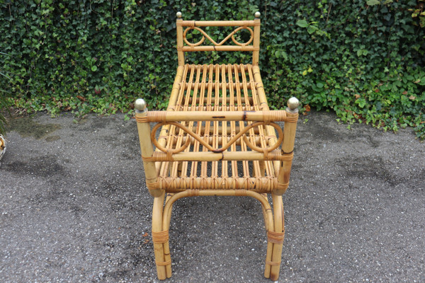 Vintage Rattan Bench, Italy, 1960s Gabriella Crespi Style