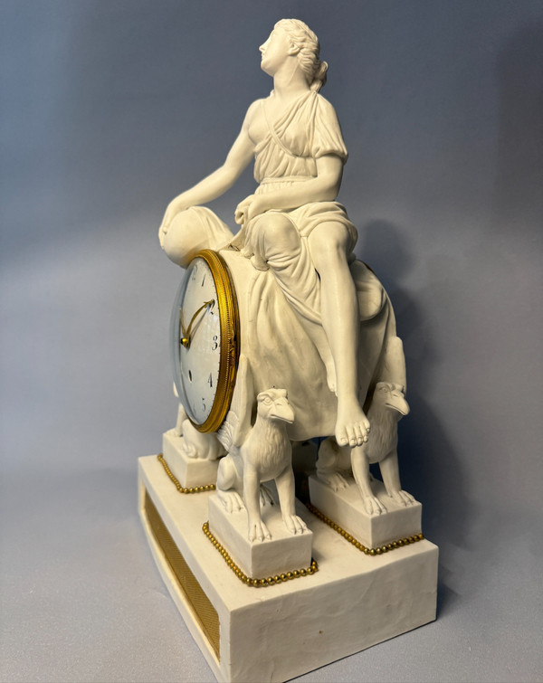 Louis XVI allegorical clock in biscuit "Uranie" 18th century period