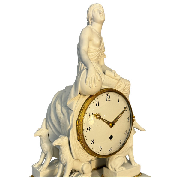 Louis XVI allegorical clock in biscuit "Uranie" 18th century period