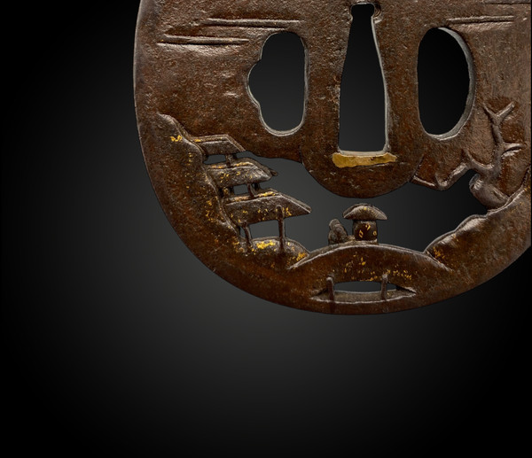 TSUBA in iron, maru gata, with openwork decoration. With NBTHK certificate JAPAN – Edo period – 18th century