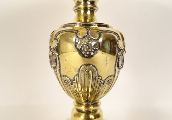 Chalice Paten Silver Vermeillé Paris Shell Wheat Grapes 862.64gr XVIIIth