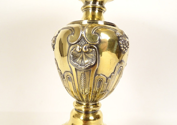 Chalice Paten Silver Vermeillé Paris Shell Wheat Grapes 862.64gr XVIIIth