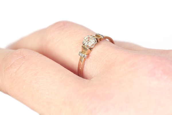 Solitär-Diamantring 0,25 ct aus 18 Karat Roségold und Platin, Hochzeit, Verlobung