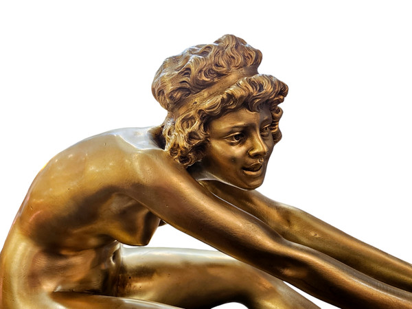 Affortunato Gory Grand Bronze Art Deco "Jeune fille et Bouc"