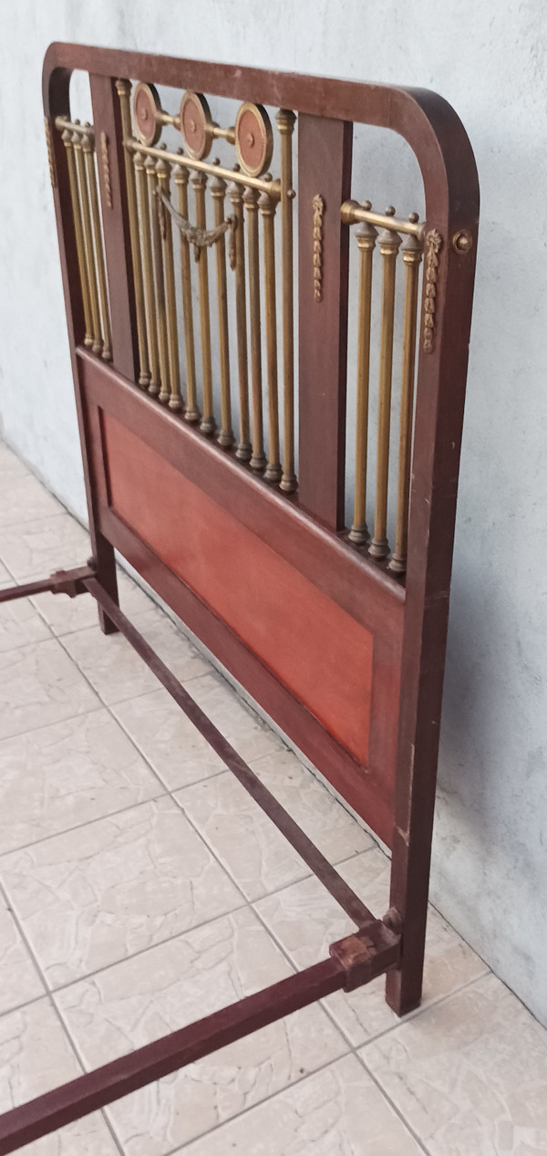 Napoleon III bed in oak and brass