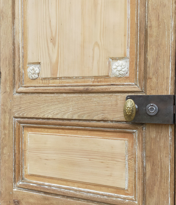 Double Haussmann Door, 18810 Period, Decorated With Flowers And Scrolls