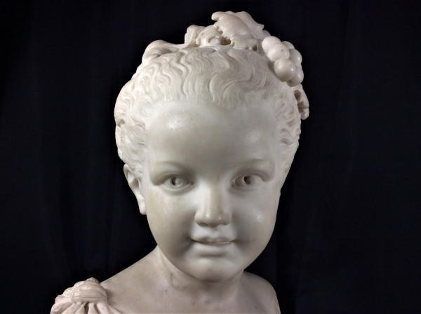 25% off until 11/30 - Beautiful White Marble Bust of a Young Girl - 19th Century