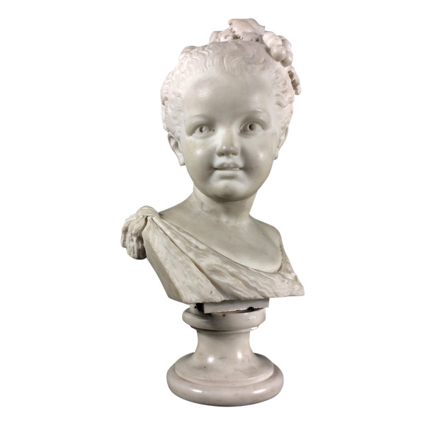 25% off until 11/30 - Beautiful White Marble Bust of a Young Girl - 19th Century