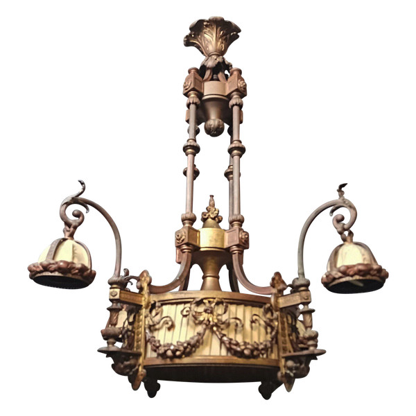 Grand lustre Louis XVI en bronze