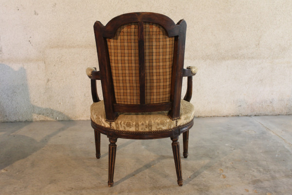 3 Louis XVI armchairs in carved and molded beech, late 18th century