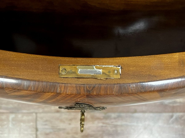 Louis XV style stamped tomb chest of drawers in precious wood marquetry circa 1880