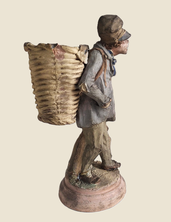 Paris Rag Picker Polychrome Terracotta Statuette Signed 19th c