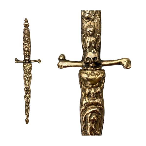 ROMANTIC DAGGER with SYMBOLS of DEATH - European work - 19th century