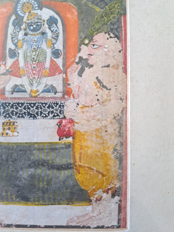 Priests Worshipping Krishna, Pigments on Paper, 18th/19th Century.