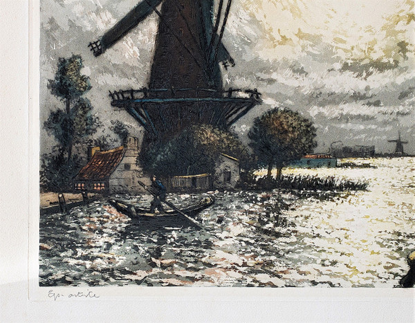 Arsene Chabanian Dutch Landscape Aquatint Etching Engraving