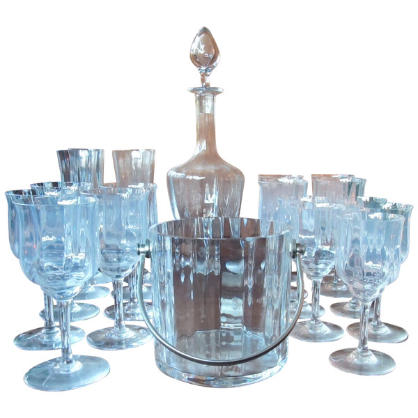 Service verres carafe seau cristal de Baccarat  Modèle Capri 20 Pièces 