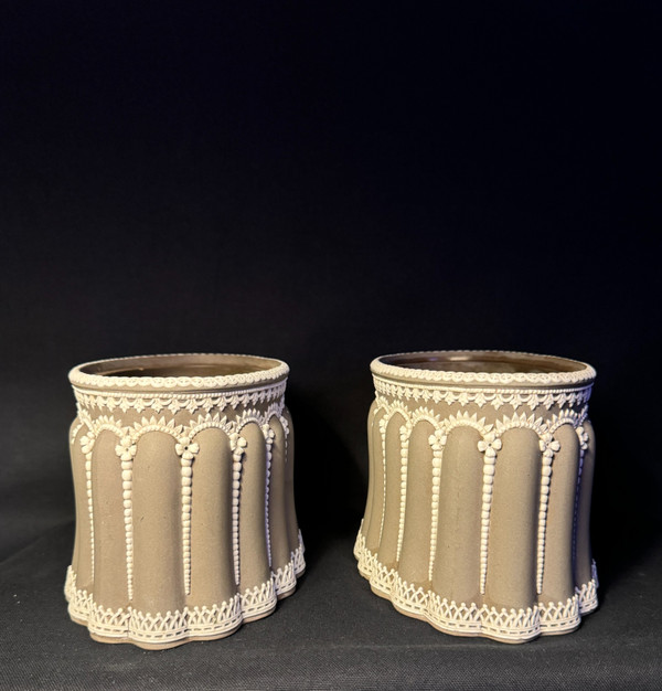 Wedgwood, Pair of biscuit planters, cache pots