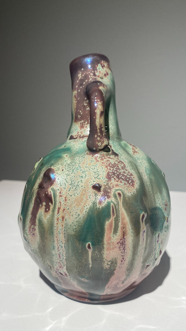 Ernest Bussière, Brown Jug, Art Nouveau Ceramic