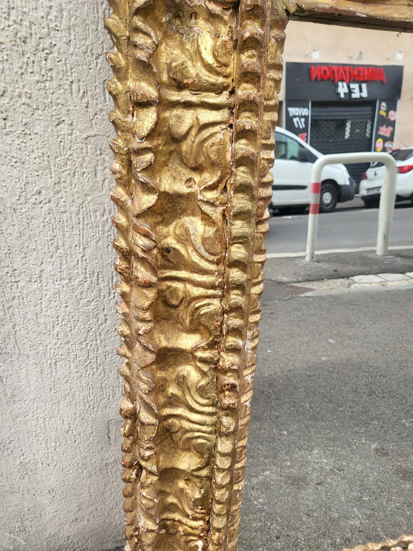 Mexican Gilded Carved Wood Mirror, 17th/18th Century