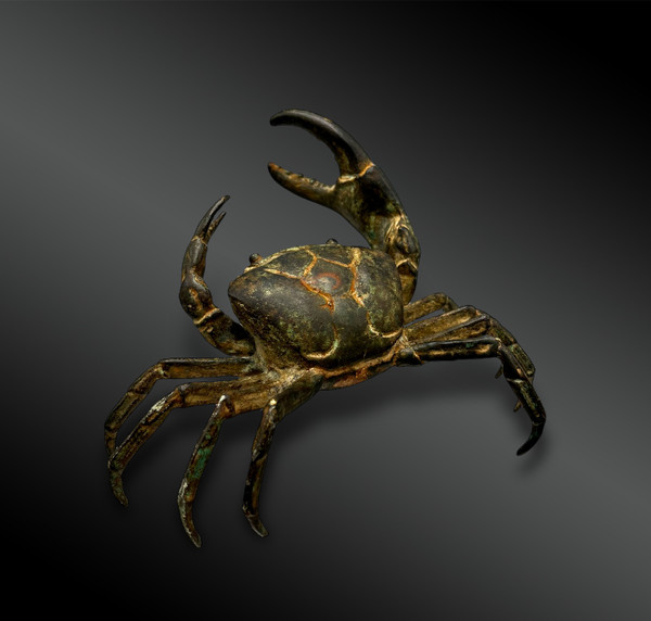 CRAB in bronze with green patina - European work from the 20th century