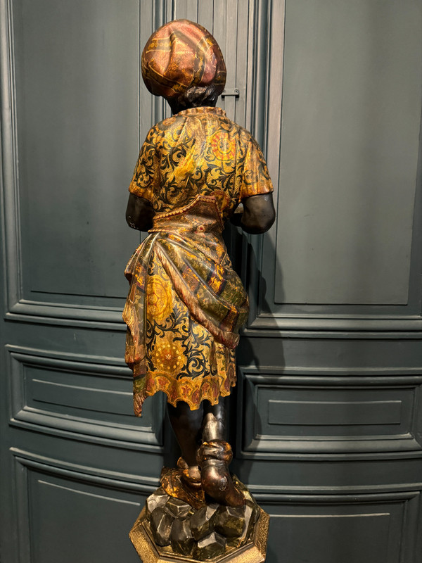 Nubian servant, painted and gilded wooden sculpture, Venice early 19th century