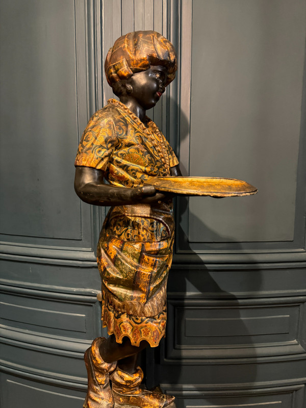 Nubian servant, painted and gilded wooden sculpture, Venice early 19th century