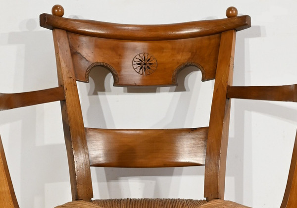 Pair of Cherry Wood Armchairs, Directoire Period – Early 19th Century