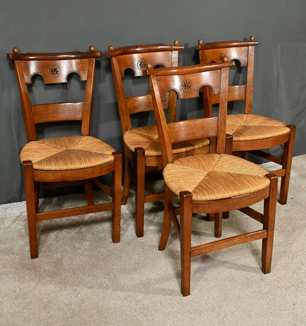 Suite of 4 cherrywood chairs, Directoire period - Early 19th century