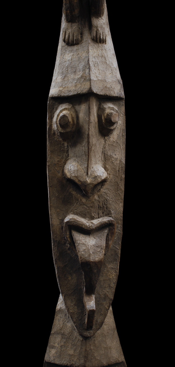 Ritualtotem, Hüttenpfahl, Stammeskunst, ozeanische Kunst, Skulptur, Papua-Neuguinea