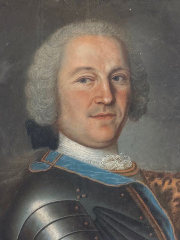 Portrait d'Officier Noble Pastel d'Epoque Transition Vers 1770