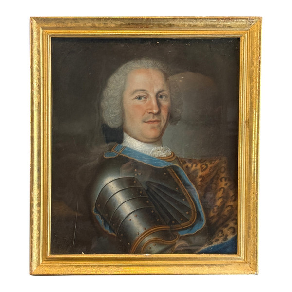 Portrait d'Officier Noble Pastel d'Epoque Transition Vers 1770