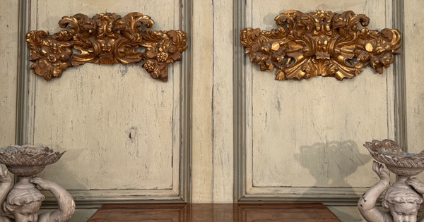 Pair Of Louis XV Period Gilded Wood Door Tops, circa 1750.