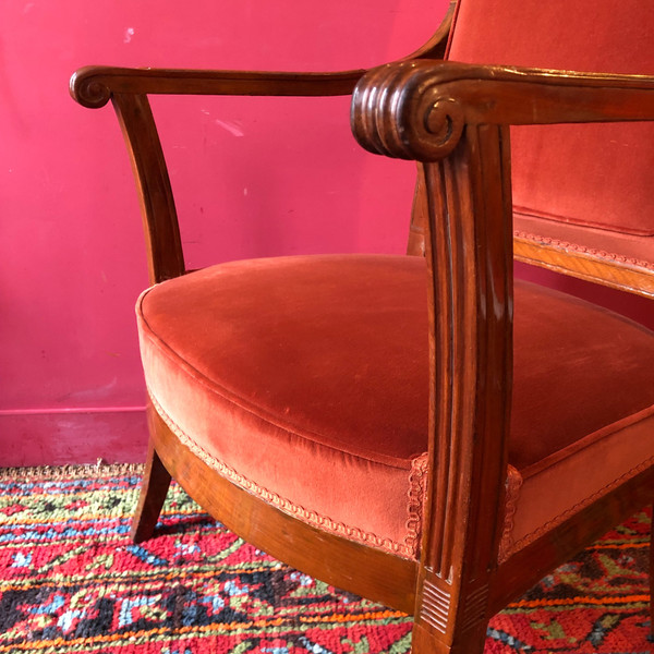 G. Jacob, Rare Paire de Fauteuils en Mahéjou, époque Directoire