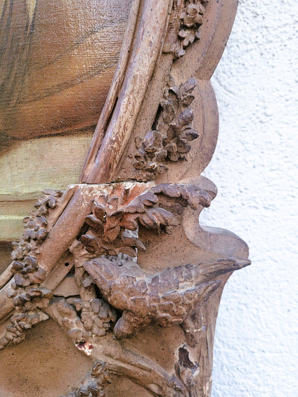 Large Carved Wood Trumeau With Birds Still Life, 19th Century