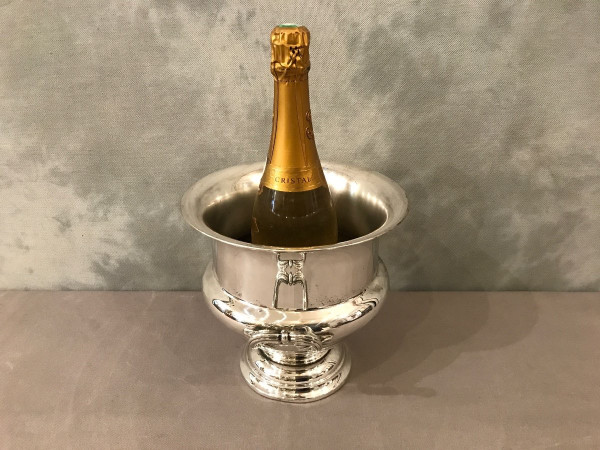 Seau à champagne en métal argenté d'époque XX ème 