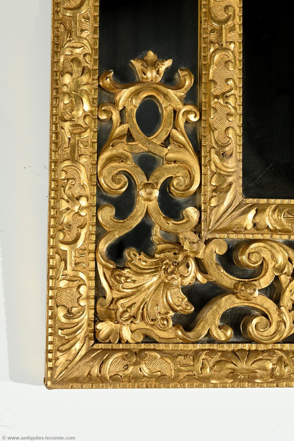 Gilded wood mirror with glazing beads, Napoleon III period - mid-19th century