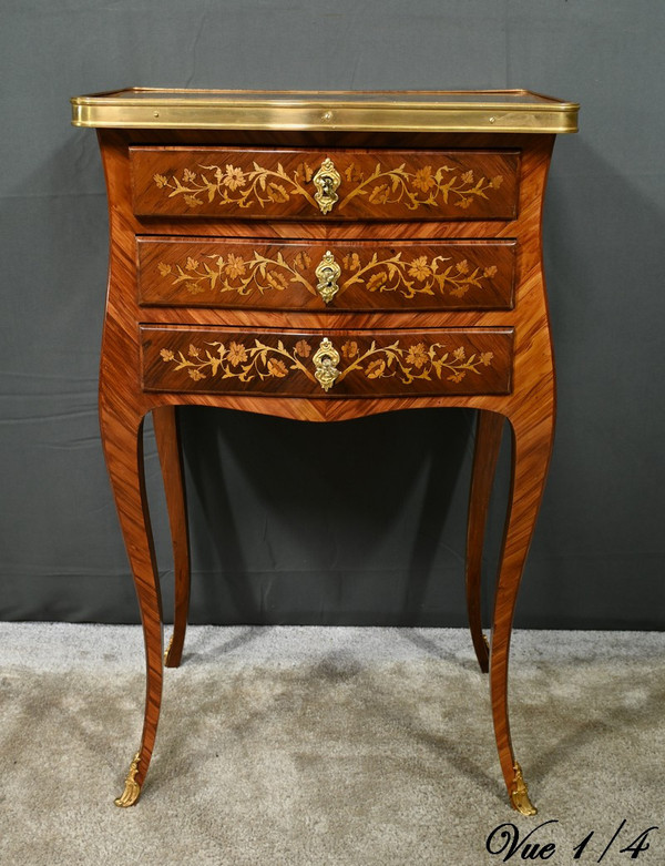 Rosewood and Rosewood bedside table, Louis XV style - Late 19th century