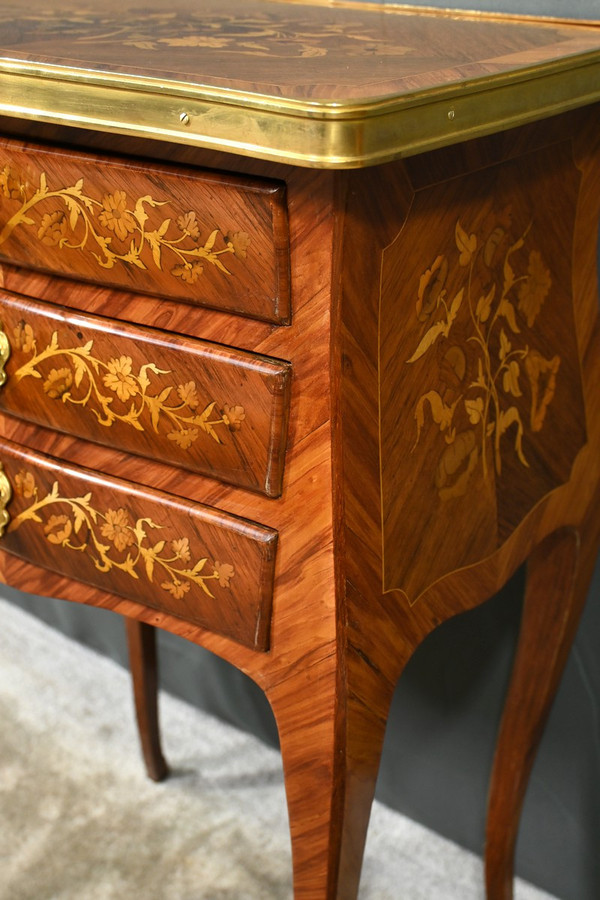 Rosewood and Rosewood bedside table, Louis XV style - Late 19th century