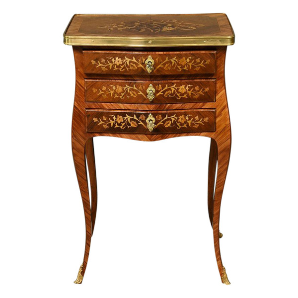 Rosewood and Rosewood bedside table, Louis XV style - Late 19th century