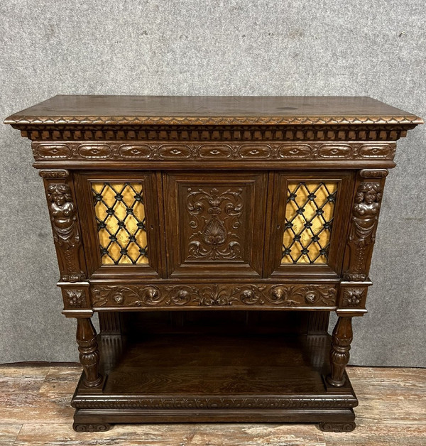 Renaissance-style sideboard in walnut and oak circa 1850