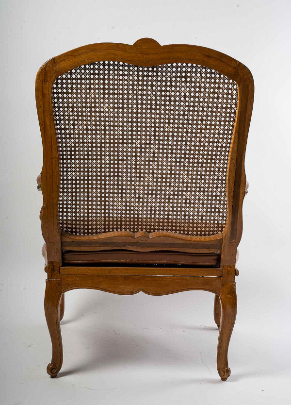 Jean-Baptiste Cresson Large French Louis XV Period Carved Caned Armchair Circa 1750