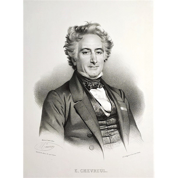 Michel Eugene Chevreul Lithograph By Grégoire And Deneux 19th Century Old Print