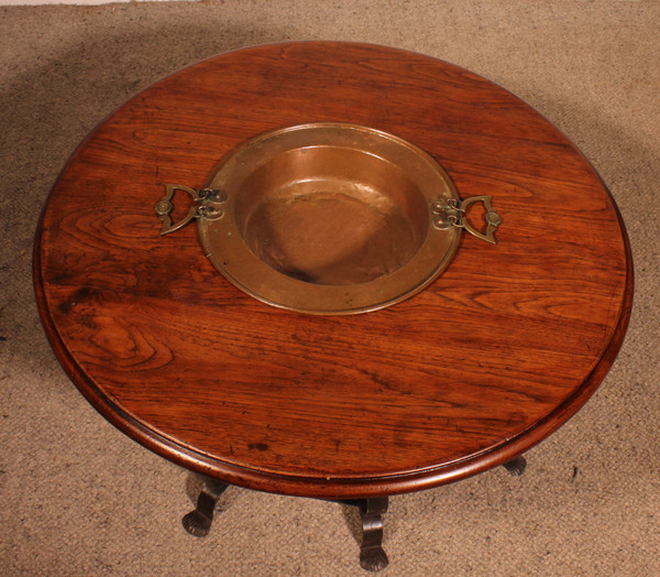 Round Coffee Table With A 18 Century Brazier In It's Center