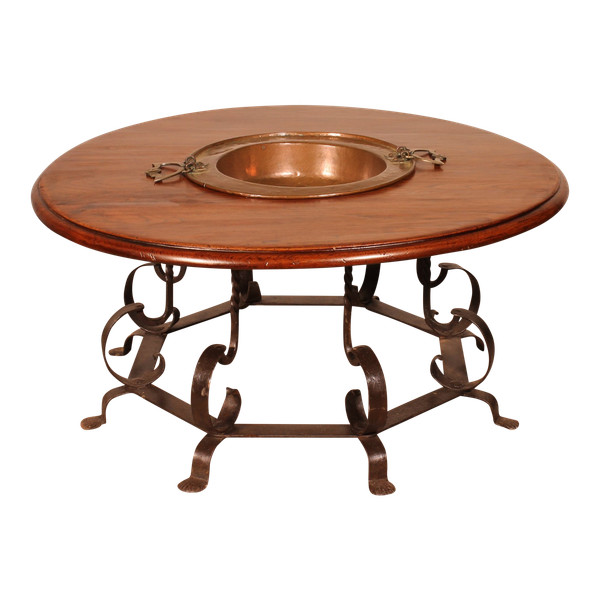 Round Coffee Table With A 18 Century Brazier In It's Center