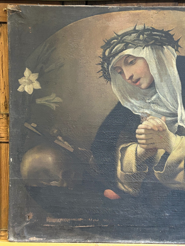 17th century Florentine school - Entourage De Volterrano - Saint Catherine Of Siena In Prayer