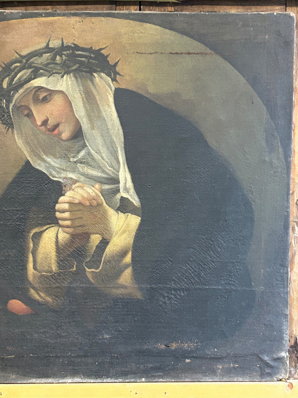 17th century Florentine school - Entourage De Volterrano - Saint Catherine Of Siena In Prayer